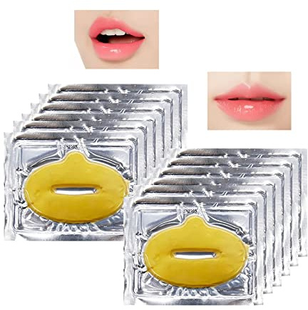 Jakuva 30 Pieces 24K Gold Crystal Moisturizing Lip Mask,Gel Lip Pads Lip Balm Lip Masks for Dry Lips,Remove Chapped Skin & Anti-Aging,Hydrating Plumping Your Lips