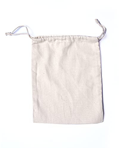 Bolsas de muselina reutilizables ecológicas de 12 x 18 pulgadas de algodón grueso con doble cordón 'Calidad Premium' (Color Natural), Paquete de 25 unidades - Custom Bags