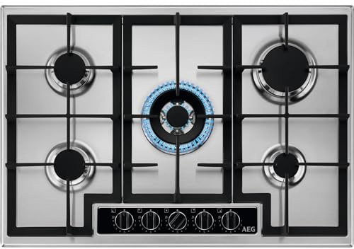 AEG 75cm 5 Burner Gas Hob with Wok Burner - Stainless Steel