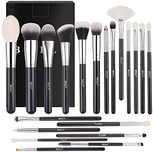 BEILI Set de Brochas de Maquillaje 20 Piezas Profesional Pinceles de Maquillaje Pelo de Cabra Natural Premium Synthetic Brochas de Maquillaje Para Cara y Ojos, Rubor, Contorno, Corrector, Eyeshadow