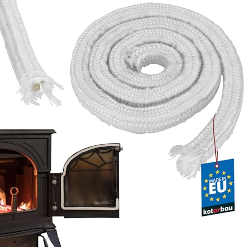 KOTARBAU® Cinta de sellado para hornos, chimeneas y estufas, 30 x 30mm - 2m, Tira de fibra de vidrio, Cuerda resistente al calor, Junta de puerta, Burlete aislante ignífugo