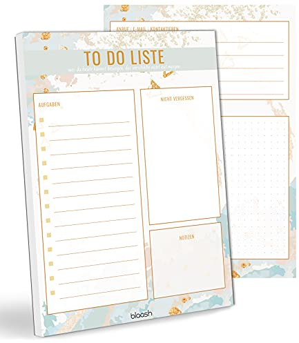 blaash® To Do Block DIN A5 | 50 Seiten Tagesplaner mit Listen für Aufgaben, Notizen und Ideen | Optimale Organisation und Motivation im Alltag | ToDo Liste Block | Notizblock To Do