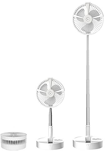 CHENGNAN Portatile Ventilatore da Tavolo con Umidificatore e Telecomando Luce Notturna Pieghevole Fan 4 Impostazioni di velocità, Batteria 7200mAh