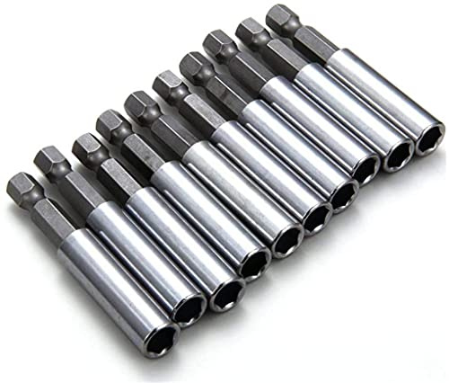 10 PCS 1/4 Hex 6.35mm Extend Shank Magnetic Screwdrivers Bit Extension Holder Socket Shockwave Impact Quick Change Release Bar for Screws, Nuts, Drill or Handheld Driver 2.3