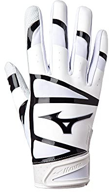 Mizuno F-257 Women's Softball Batting Glove, White-Black, Large