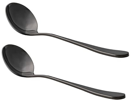 watchget Professioneller Kaffee-Schröpflöffel, Edelstahl, Schwarz, 2 Stück | 15 cm; ergonomischer Griff; tiefe Schale; für Espresso, Kaffeespezialitäten, Baristas
