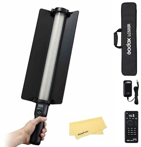 Godox LC500R 23W RGB LED Video Light Stick Wand Handheld Lighting,2500K-8500K 360° Full Color,CRI 96 TLCI 98,Music Mode,0-100% Dimmable,14 Lighting Effects with Remote Control & Barndoor & Carry Bag