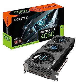 Gigabyte GeForce RTX 4060 Eagle OC 8G Scheda Grafica, 3X Ventole WINDFORCE, 8GB 128-bit GDDR6, GV-N4060EAGLE OC-8GD Scheda Video