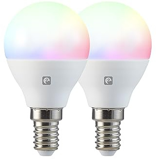 Garza Smart - Pack de 2 Ampoules LED Intelligentes Wifi Sphérique G45 E14 5W (Équivalent 40W) RGB+CCT, Intensité Réglable, Programmable, Contrôle Vocal et Application (Alexa/Google Home), Wifi 2,4 GHz