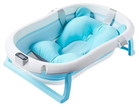 Baignoire Pliable Pour Bébé, Détection Intelligente De La Température, Bassin De Douche Portable Stable Et Antidérapant, Rassemblement En Forme D'anneau Pour Nouveau-né, Tout-petit, Nourrisson