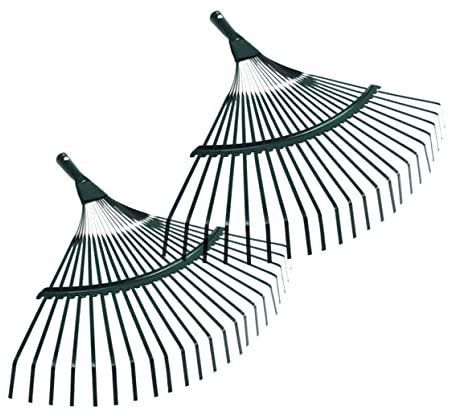 KONTONTY Râteau à Feuilles Outil Pratique Manche en Bois pour Jardin 2 Pièces Couleur Aléatoire 22 Dents en Acier à Haute Teneur en Carbone pour Nettoyage Extérieur et Espace Autour
