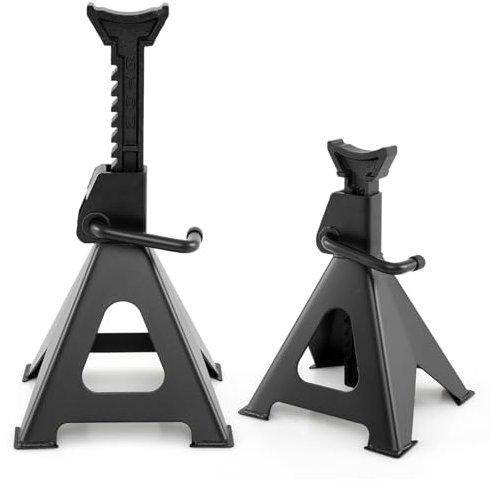 COSTWAY 2 Pack Jack Stands, 6/12 Ton Capacity Per Stand, Heavy Duty Axle Stands with Adjustable Height & Self-Locking Design, Car Support Lifting Stand for SUV Pickup (6 Ton, 39-62cm H, Black)
