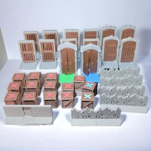 Geek Art Play Pack Complet Portes - Caisses - Jetons pour Zombicide Black Plague - Accessoires en Impression 3D pour Zombicide