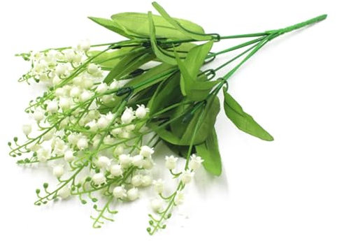 Duroecsain Fiori di mughetto artificiali bianchi per matrimoni, feste prenatali, feste, giardino, interni ed esterni