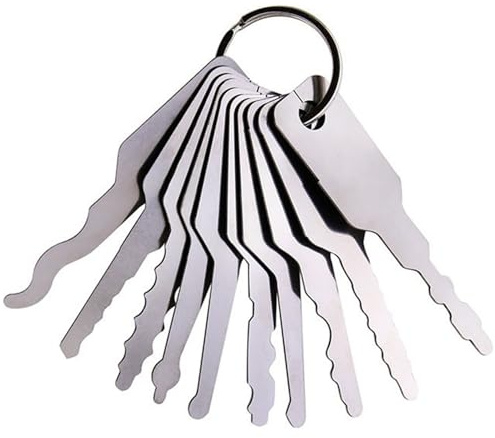 Veesper Vintage Edelstahl -Lock -Pick -Set, Kammzähne Multifunktionales Schloss Picking -Kit für die Eröffnung von Not -Türen, tragbares Werkzeug für Feuerwehrleute und Rettung