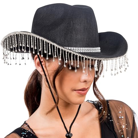 Chaks - Cowgirlhatt med strass fransar för kvinnor cowboyhatt för karneval festival tillbehör