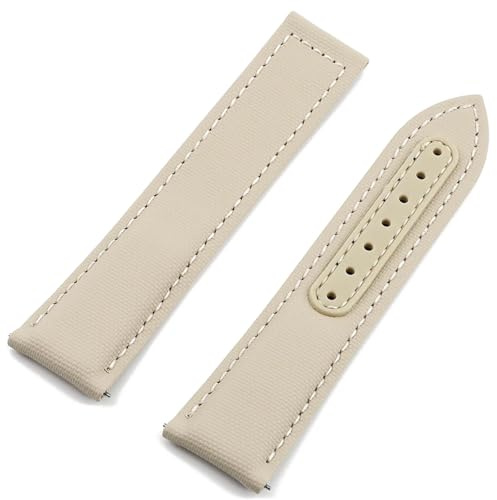 YELEMEABHB Bracelet de montre en toile de voile 20 mm/22 mm, bracelet en cuir de vachette étanche for dégagement rapide, compatible for Omega et for Seiko, boucle déployante, beige, gris, vert et noir