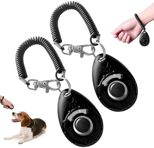 Aililong 2 Piezas Clicker para Perros - de Entrenamiento Cachorros con botón Grande, Adecuado Perros, Gatos y Caballos, Herramienta científica Materiales, amigable Las Mascotas versátil
