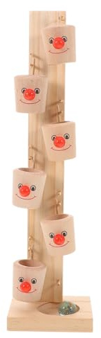 NOLITOY Holzspielzeug Rutschbahn mit Bunten Kleinen Bechern Lustiges Ball laufspiel für Leichtes Tragbares Clown marmor von Hand Auge koordination und Konzentration Familienspielzeug