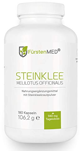 FürstenMED® 180 Steinklee Kapseln vegan - 940 mg pro Tagesdosis - echter gelber melilotus officinalis laborgeprüft und ohne Zusätze