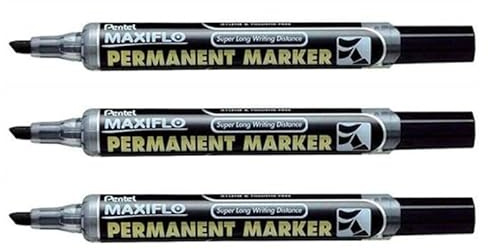 Pentel Maxiflo NLF60 Permanent-Marker, Schwarz, 3 Stück