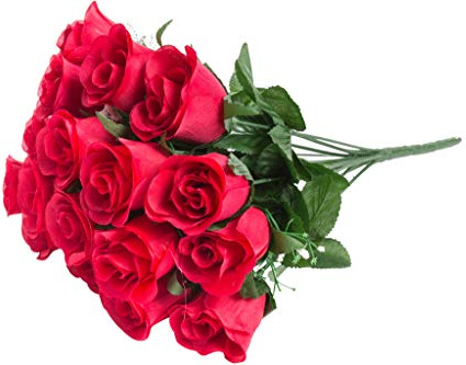 DPI künstlicher Rosenstrauß mit Schleierkraut und 18 Blüten (rot)