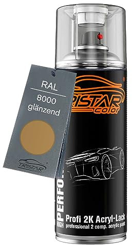 TRISTARcolor RAL 8000 Grünbraun glänzend 2K Acryl Spraydose Sprühdose Spritzlack Sprühlack 400 ml schnelltrocknend