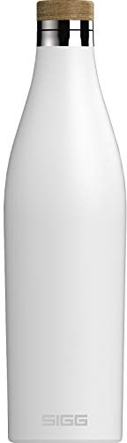 SIGG - Isolierte Trinkflasche - Meridian - Auslaufsicher - Extra schlank - BPA-frei - Plastikfrei - Doppelwandiger 18/8-Edelstahl - Bambus-Schraubverschluss - 0,5L / 0,7L, Weiß