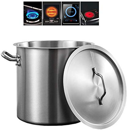 WHLMYH POT Zuppiera con coperchio, in acciaio inox ad alta capacità, rapida conduzione del calore, adatto per tutti i piani cottura (30 cm), argento, 30 cm e 20 cm