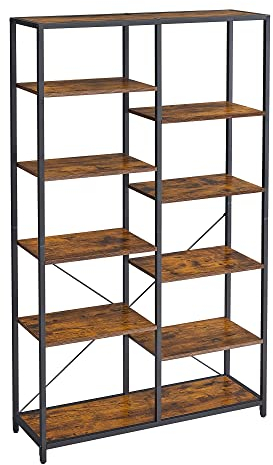 VASAGLE Bücherregal mit 5 Ebenen, Standregal, Regal, für Wohnzimmer, Bad, Küche, Flur, einfache Montage, vintagebraun-schwarz LLS155B01