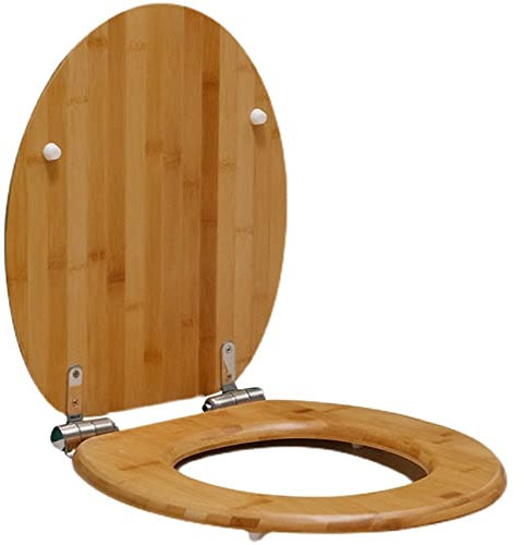 MANY Siège De Toilette en Bois Couvercle De Toilette Ovale Abattant WC avec Reducteur Integre Declipsable Lunette De Toilette Dégagement Rapide (Color : Bamboo)
