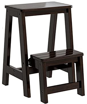 LUNEZY Taburete de escalón 2 en 1 Taburete de escalón Plegable Multifuncional portátil Taburete de Escalera de 2 peldaños de Madera Taburete de Escalera Multifuncional Silla de Banco Util
