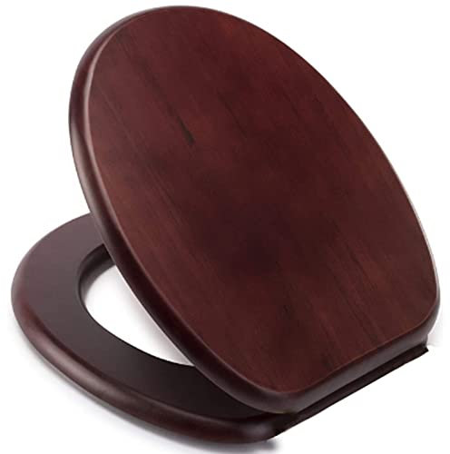 Optimal Products 18'' INCH MDF Universal Bathroom WC Toilet SEAT Quick Easy FIT Wooden Oval Shape (Mahogany)