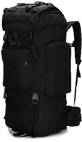 Kabxhueo Wasserdichter Trekkingrucksack mit Innenrahmen 100L Military Rucksack Mit Regenabdeckung Wanderrucksack Backpacke Outdoor Wandern Rucksack Herren Damen Für Bergsteigen, Camping, Schwarz