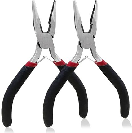 5 inch Precision Needle Nose Pliers with Wire Cutters Wire Pliers for Jewelry Making, 2 Pack