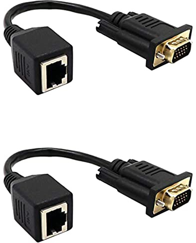 IGUATU 2X Adaptateur VGA Un RJ45 Réseau Un VGA Connecteur pour Réseau Moniteur Un Connecteur pour Réseau Extension VGA