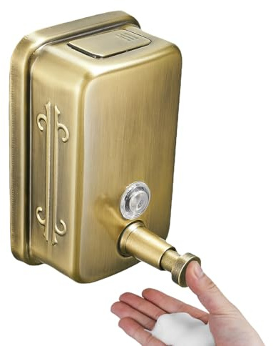 Kommerzieller Seifenspender zur Wandmontage, Edelstahl, große Kapazität, für Handseife, Anti-Rost-Design, für Badezimmer, Hotel, Restaurants oder den Heimgebrauch (Gold)