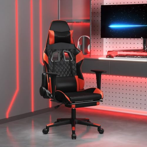 DYRJDJWIDHW Sessel,stillsessel,schaukelstuhl Wohnzimmer,Gaming-Stuhl mit Fußstütze Schwarz und Rot Kunstlederpapasansessel,relaxliege,Rocking Chair,stillstuhl,