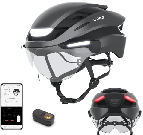 Lumos Ultra E-Bike Smart Helmet | NTA 8667 Certified | Front & Rear LED Lights | Retractable Face Shield | App Controlled | EBike, Scooter, Cycling, Bicycle | Adults, Men Women