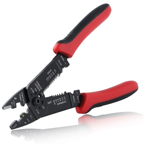SPEEDWOX 8.5 Wire Stripper Wire Cutter Wire Crimper Cable Stripper Screws Shearing Wire Crimping Tool for 1-1.25Mm 7-8Mm Insulated and Non-Insulated Terminals and Connectors and Ignition Terminals