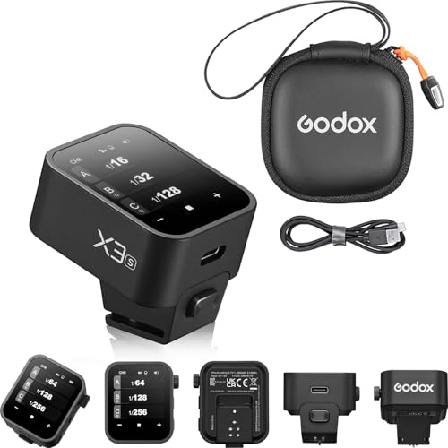 Godox X3 X3S Flash Trigger for Sony, Touchscreen interface & local controls, Built-in Type-C Charging Battrery, TTL HSS 2.4G Wireless Speedlite Trigger kit with Storage Bag for indoor outdoor shooting