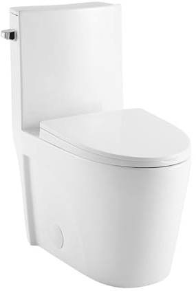 St. Tropez One-Piece 10 Rough-in 1.28 GPF Left Flush Elongated Toilet in Glossy White
