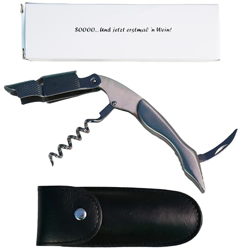 Silver-Stage Edelstahl Kellnermesser - Profi Korkenzieher in Gastronomie Qualität mit Flaschenöffner & Folienschneider