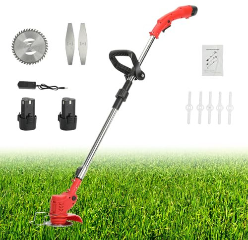 12V Battery Strimmer Cordless Strimmer, Cordless Lawnmower with Battery and Charger,Telescopic Rod Cordless Grass Trimmer, Low Noise Anti-Slip Handle Mowers & Outdoor Power Tools Strimmer