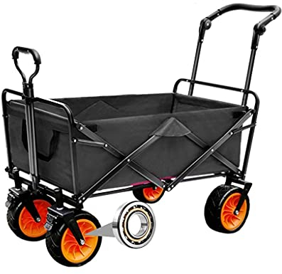 CRBUDY Zusammenklappbarer Gartenwagen, zusammenklappbarer Gartenwagen, tragbarer Transportwagen für den Außenbereich mit Bremse und Einstellgriff, große Kapazität, Tragkraft 80 kg (Stil 2