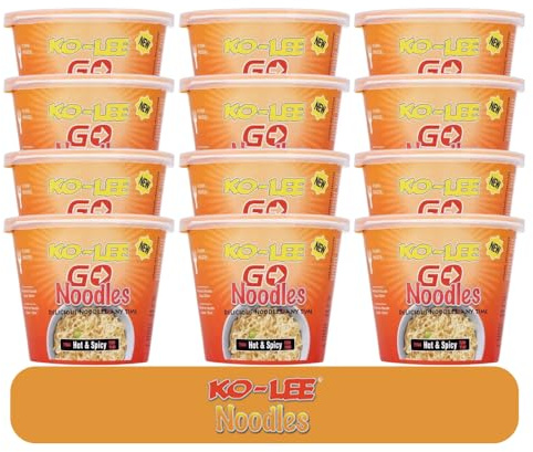 KO-LEE Go Cup Noodles 65g from Serendib | (12 Cups, Hot & Spicy)