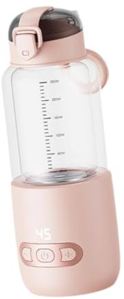 Sharplace Calentador de Leche Portátil Calentador de Leche Hervidor Eléctrico Calentador de Biberones Portátil para Viajes Botella de Agua Recargable Vehículo T, rosa 250ml, tal como se describe
