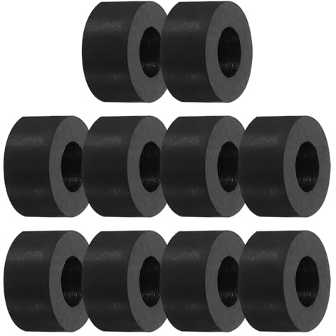 PATIKIL Tampon Caoutchouc Anti Vibration 20mm OD x 9.5mm/5.5mm ID x 10mm Épaisseur 10 Pcs Tampons d'Isolation Amortisseurs de Vibrations Mécaniques Rondelles Pieds, Noir