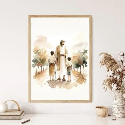 Yocheng Paraboles de Jésus Affiche Croyants Chrétiens Aquarelle Peinture Impression Sur Toile Porche Maison Mur Art Décoration Peinture Suspendue 30x40cm sans cadre
