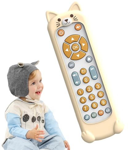 Tuxxjzm Control remoto de juguete de silicona, juguete remoto de TV para bebés | Juguete de aprendizaje temprano de números con cubierta de dentición en forma de animal de silicona - Mando a distancia